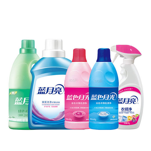蓝月亮薰衣草洁净洗衣液2kg+玉铃兰绿色柔顺剂2kg+蓝色月光白色衣物色渍净600g+蓝色月光彩色衣物色渍净600g+喷雾型衣领净500g 商品图0
