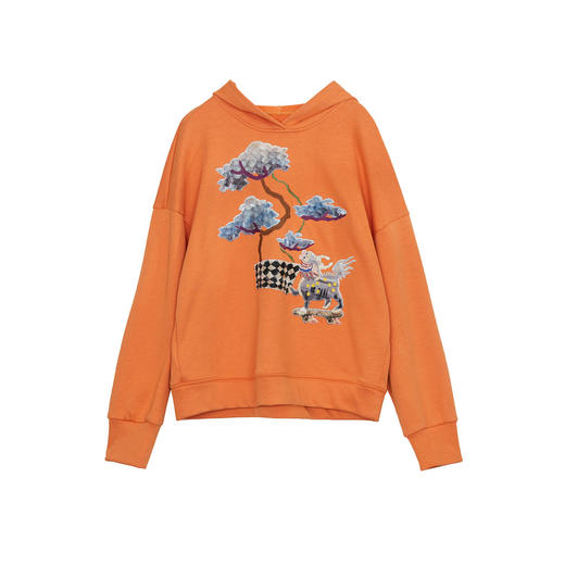 谜底连帽卫衣长袖女2024秋新品休闲风宽松绣花短款上衣243MV0970 商品图4