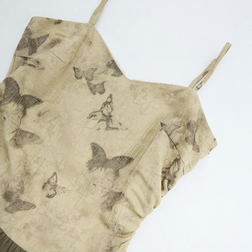 新中式国风天丝蝴蝶提花连衣裙女早春复古优雅拼接长裙V3442397 商品图5