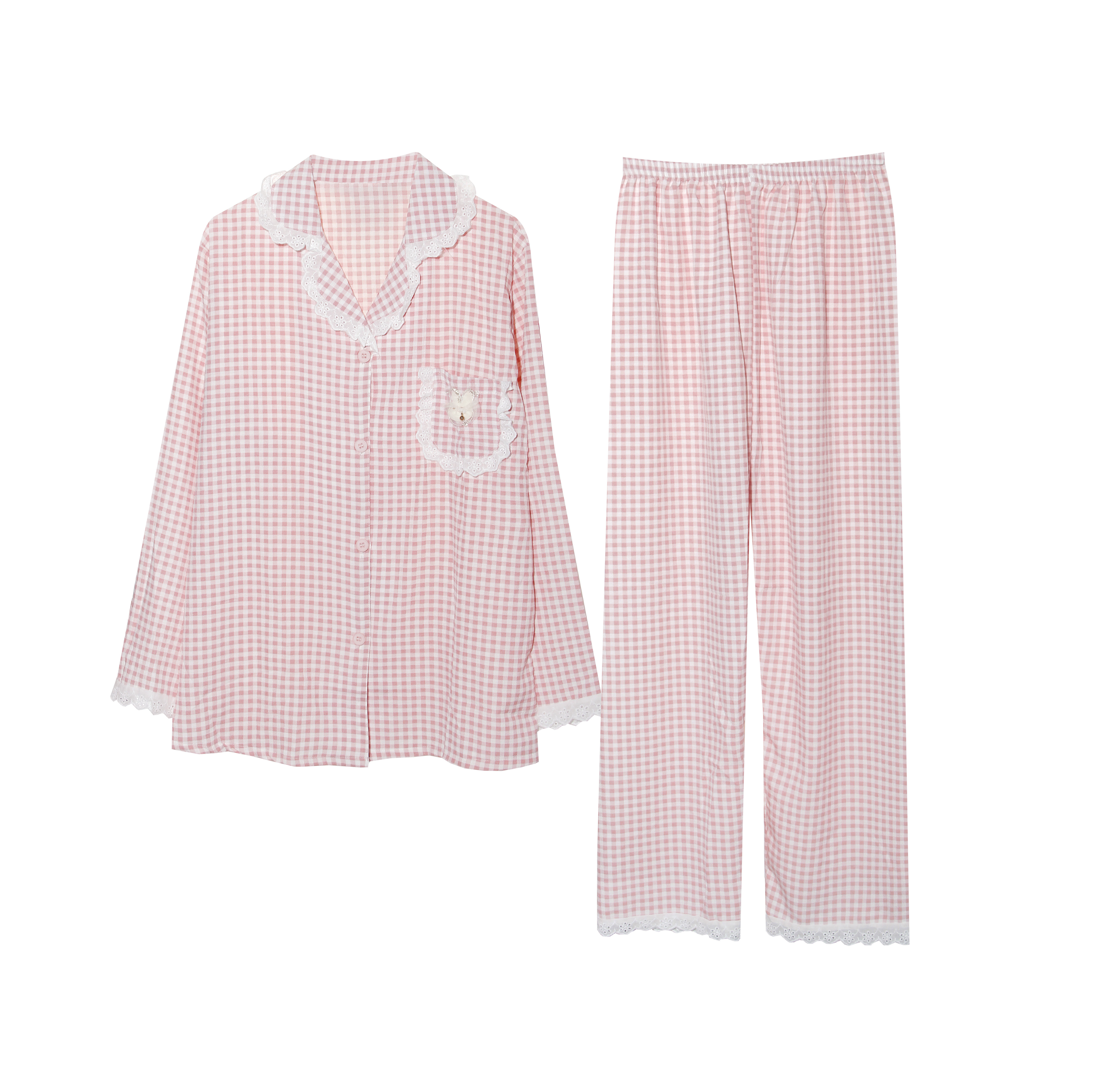 【满2件/99元】【秀黛】女双色格经典长袖套装女士睡衣家居服L3551044T【门店同款】【如遇缺货自动退款，介意勿拍】