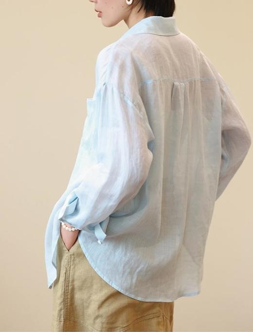 🔔🔔秋季新款💥清爽系棉麻衬衫🌟微落肩更显瘦！一件从春穿至秋❗❗【AILISCOCO法式翻领棉麻衬衫】单穿或叠穿都很好看 商品图3