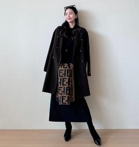 【反季清仓/MEDUSA TIN AR】羊毛大衣 翻领中长款  气质百搭 羊毛