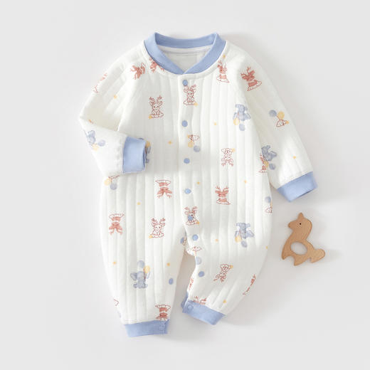 【三层空气棉保暖 接近宝宝肌肤触感 更柔软 亲肤透气】婴儿衣服秋冬装 纯棉加厚连体衣 春秋冬季新生儿男女宝宝 夹棉保暖棉服-QQ 商品图12