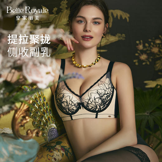 皇家丽美新款国风雅韵系列薄杯文胸记忆软圈大胸显小收副乳WJ2F01-1 商品图1