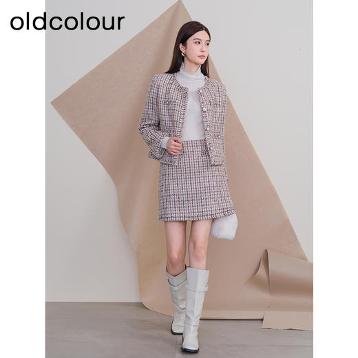 oldcolour欧珂冬季新款休闲时尚格子包臀裙短裙女P460601A1 商品图2