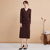 EITIE爱特爱气质V领高级感咖色褶皱收腰短款显瘦外套秋季新款D2403413 商品缩略图1