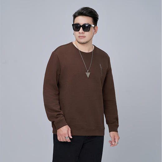 【新款DMH】大依优型大码男装圆领卫衣简约宽松上衣男士胖子打底衫300斤 商品图1