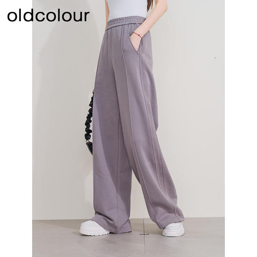 oldcolour冬季新款简约通勤高腰直筒运动宽松阔腿休闲裤P410703A1 商品图3