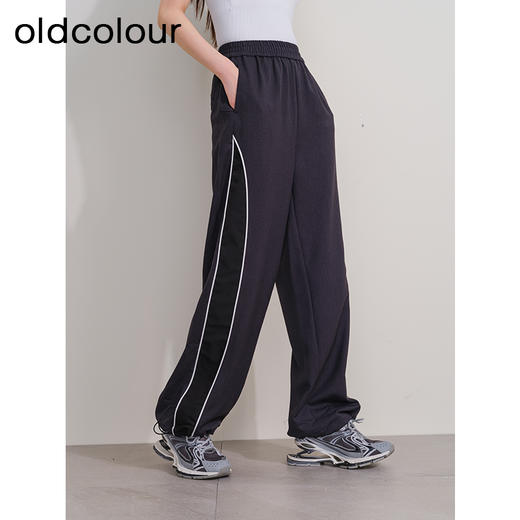 oldcolour冬季新款撞色运动宽松美式工装显瘦休闲长裤女P440710A1 商品图1