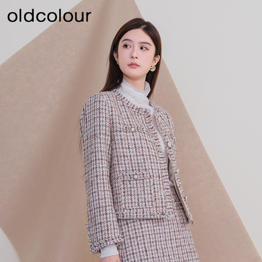 oldcolour欧珂冬季新款圆领长袖小香风时尚短外套女P460401A1 商品图3