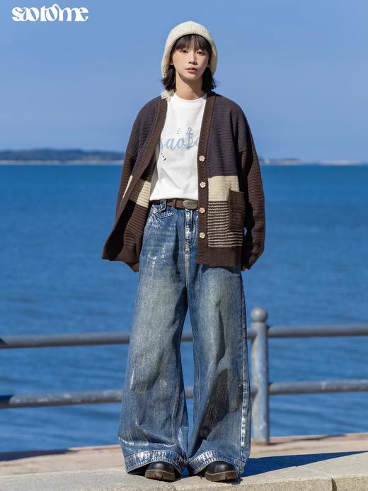 早乙女惠子saotome/STMCK243138/擦银牛仔阔腿长裤 商品图1