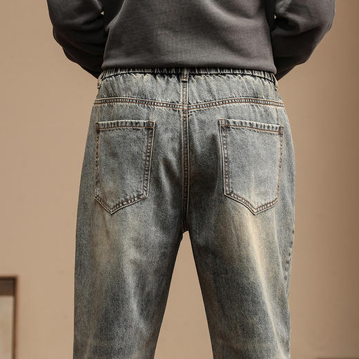 【新款DQ】大依优型大码松紧腰直筒牛仔裤长裤男舒适休闲简约百搭加肥加大男装潮款 商品图5