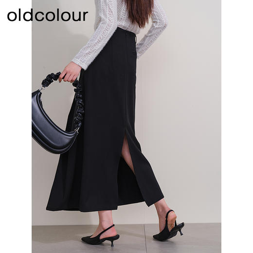 oldcolour欧珂2023冬季新款时尚A字纯色高腰长裙女P420602A1 商品图4