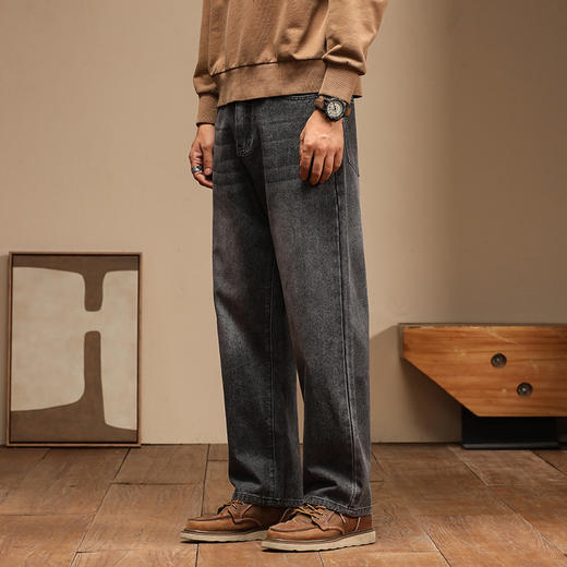 【新款DQ】大依优型大码松紧腰直筒牛仔裤长裤男舒适休闲简约百搭加肥加大男装潮款 商品图4