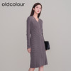 oldcolour冬季新款纯色优雅简约气质V领长款针织连衣裙P441001A1 商品缩略图0