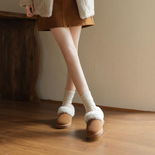 阿么手工女鞋2025新款低帮雪地靴百搭厚底2.5CM冬天加厚加绒保暖 商品图3