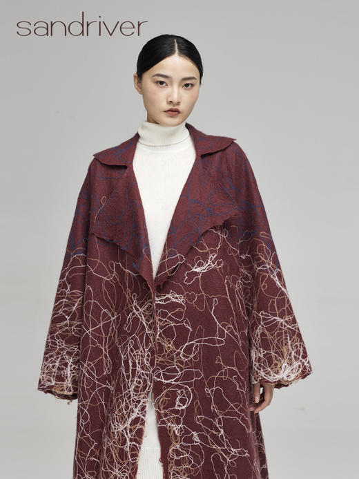 青海羊绒纯手工毛毡风衣外套SJF96W370A 商品图3