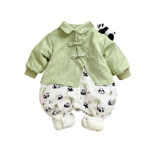 【中国风秋冬加绒加厚宝宝哈衣】童装婴幼儿爬爬服女宝宝连体衣外出服 商品图4