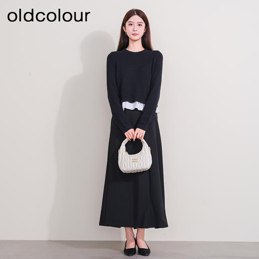 oldcolour冬季新款撞色百搭休闲设计感拼接针织套头衫女P420507A1 商品图2