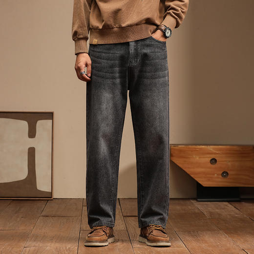 【新款DQ】大依优型大码松紧腰直筒牛仔裤长裤男舒适休闲简约百搭加肥加大男装潮款 商品图1