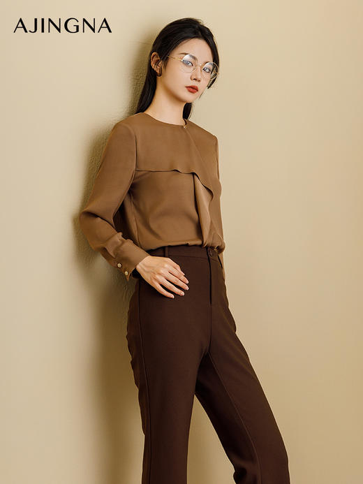 【商场同款】阿菁娜2024秋季新品大女主通勤质感衬衫A29Q102005 商品图1