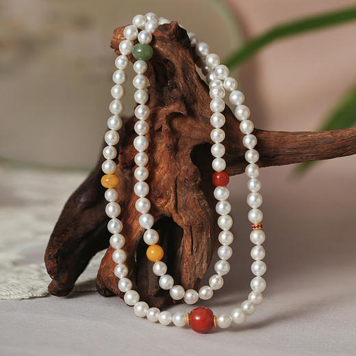 Manreya玛芮雅“云间霓裳”珍珠蜜蜡南红长款项链个性时尚饰品 商品图4