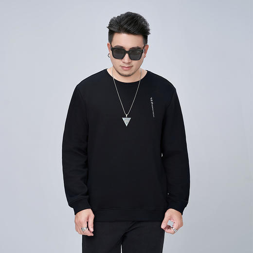 【新款DMH】大依优型大码男装圆领卫衣简约宽松上衣男士胖子打底衫300斤 商品图3