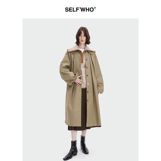 SELFWHO经典不对称百褶裙女2024秋季新款高腰气质设计感a字半身裙 商品图3