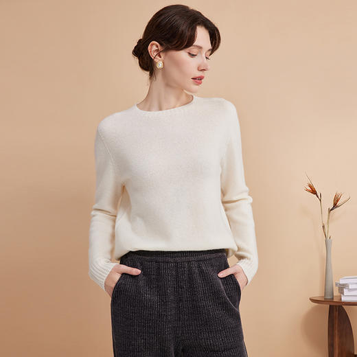EITIE爱特爱秋季新款100%绵羊毛舒适圆领百搭打底基础针织衫D2401413 商品图13