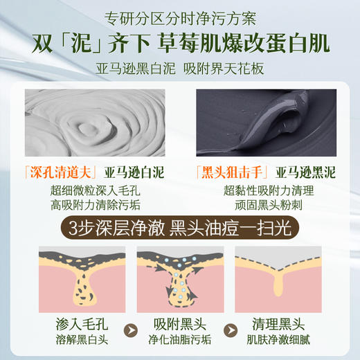 【🔥低至￥49.7/件|149选3件|9月超级会员日】儒意净颜嫩肤双色泥膜120g 清洁泥膜深层清洁收缩毛孔去黑头面部粉刺涂抹式亚马逊白泥面膜 商品图6