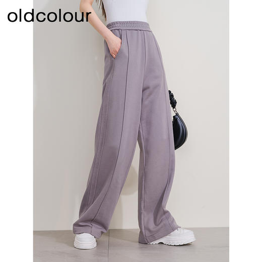 oldcolour冬季新款简约通勤高腰直筒运动宽松阔腿休闲裤P410703A1 商品图1