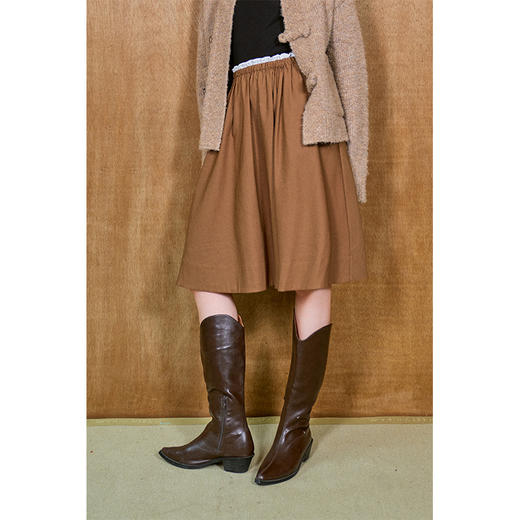 HeyDress撞色腰头半身裙女秋季复古A摆伞裙显瘦气质设计感裙子 商品图2