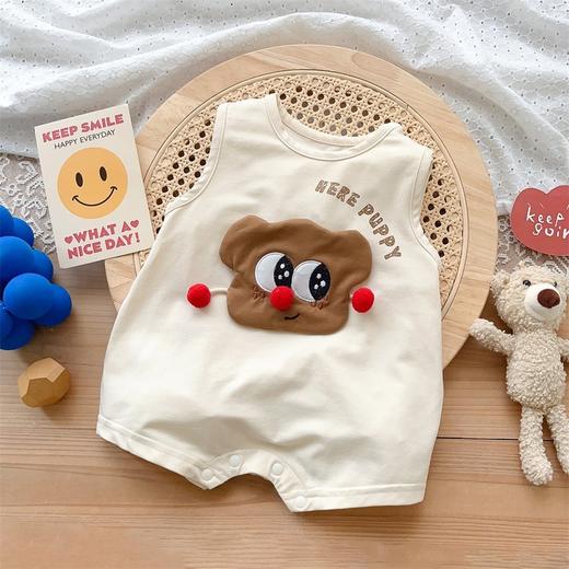 【韩版周岁宝宝卡通无袖哈衣】2024夏季薄款a类透气居家服连体衣爬服 商品图0