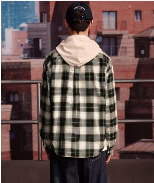 【大都会】AARON CHANG联名 TeenieWeenie小熊男装格纹衬衫2024秋季新款 商品图4