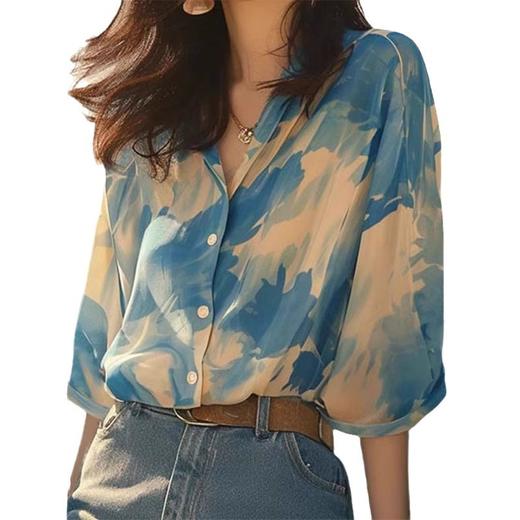 SMZ300342024夏季新款小衫法式别致小众上衣设计感高级感撞色衬衫女潮 商品图4