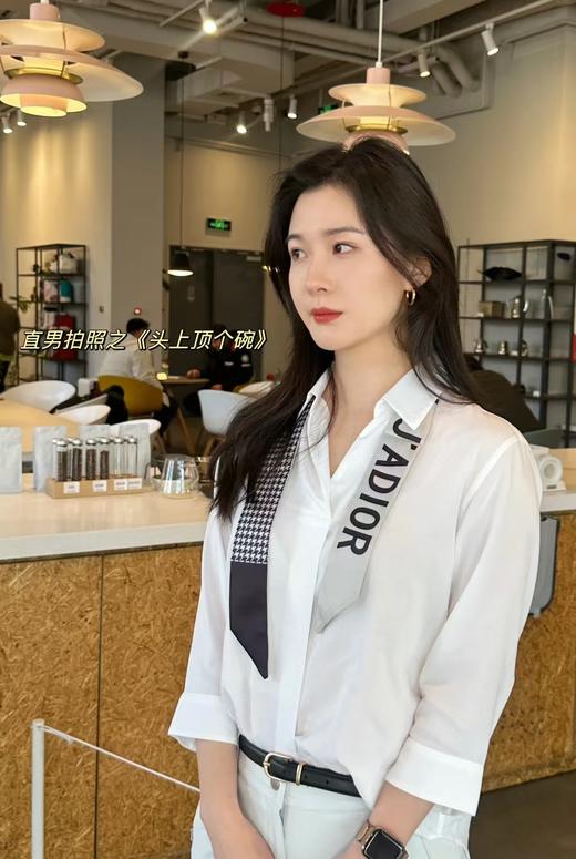 迪O千鸟格字母双面戴丝带丝巾发带包带 商品图8