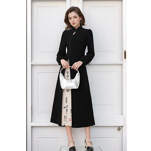 8/22奢姿大码女装2024秋季气质小立领旗袍裙子胖妹妹时尚拼接连衣裙9943862026 商品图4