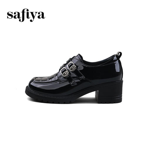 Safiya/索菲娅2024复古英伦风增高厚底漆皮圆头百搭JK小皮鞋 SF43112081 商品图5