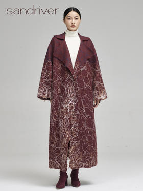 sandriver青海羊绒纯手工毛毡风衣外套