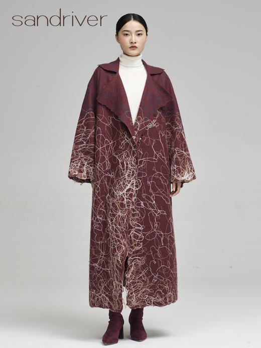 青海羊绒纯手工毛毡风衣外套SJF96W370A 商品图1