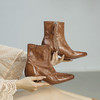 【阿么古纹马皮鞋】优雅高级感粗跟短靴4CM真皮底秋冬百搭时装靴女 商品缩略图4