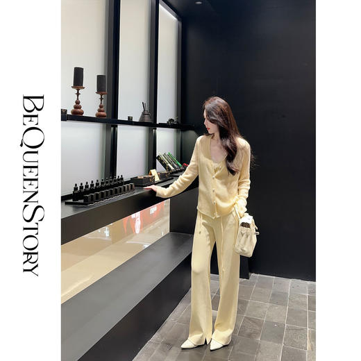 BeQueenStory【奶油白巧】时尚百搭H型垂感休闲直筒裤配送腰绳新款 商品图2