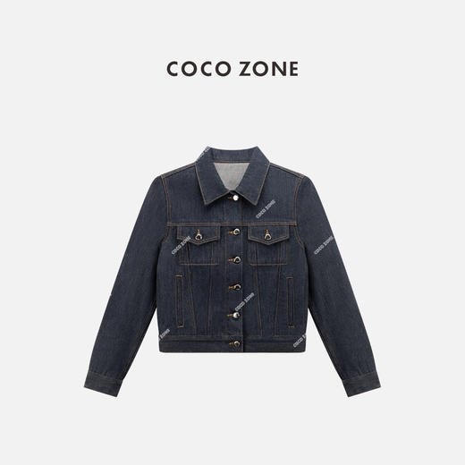 COCO ZONE 100棉复古牛仔外套百搭单排扣上衣CC1C1573 商品图0