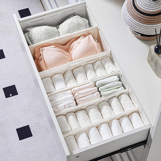 留存道抽屉伸缩收纳盒整理盒内置分隔可伸缩厨房餐具化妆品杂物分格盒 商品图5