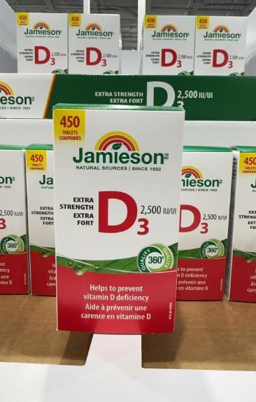 Jamieson健美生高浓度维生素D3 2500IU 450粒/瓶  温哥华直邮 商品图0