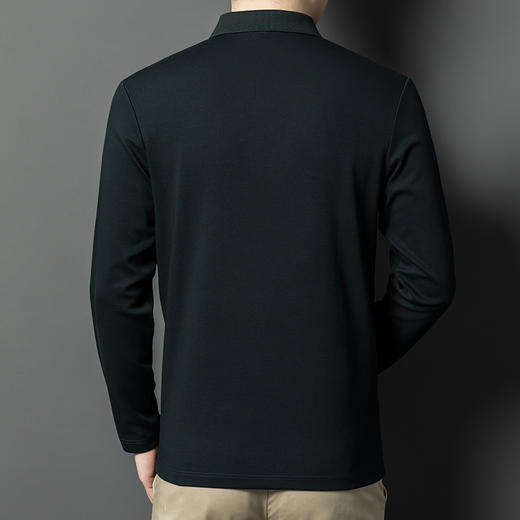 半身缘男装 春秋纯色商务休闲桑蚕丝长袖POLO衫566 商品图5