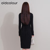 oldcolour冬季新款纯色优雅简约气质V领长款针织连衣裙P441001A1 商品缩略图4