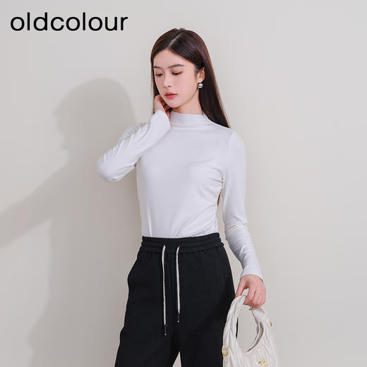oldcolour欧珂冬季新款时尚修身纯色半高领长袖T恤女P440202A1 商品图2