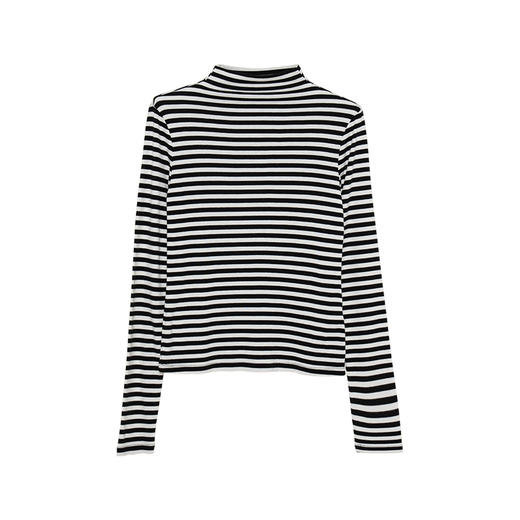 Heydress黑白条纹针织衫女秋季高领打底衫复古修身显瘦百搭上衣 商品图4