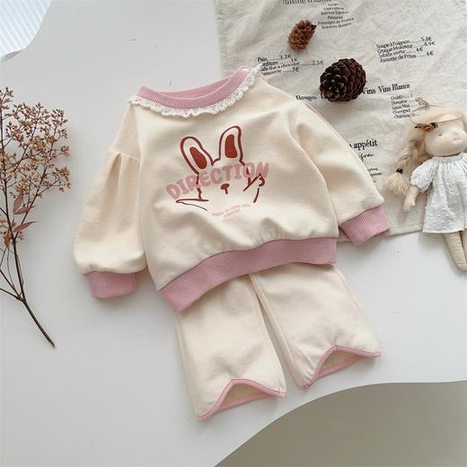 【ins甜美小兔宝宝卫衣长裤套装】2024春秋儿童外出服a类女小童两件套 商品图2